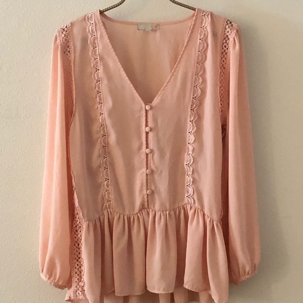 GB Ginni Bini Pink Size Small Top Long Sleeve